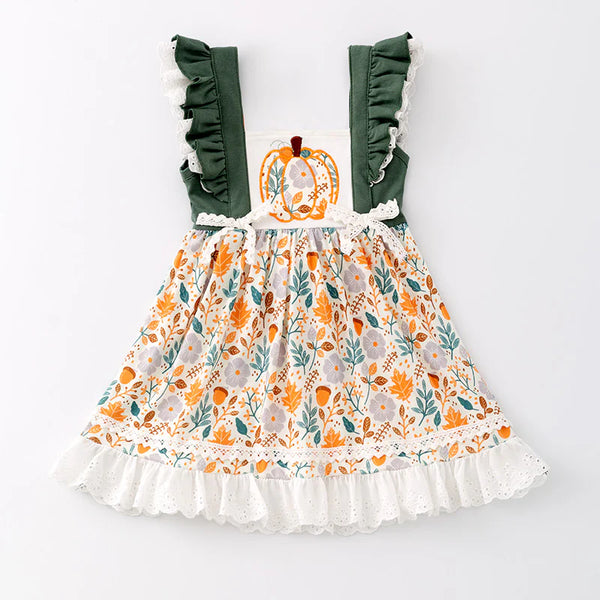 Pumpkin Olive Ruffle Dress