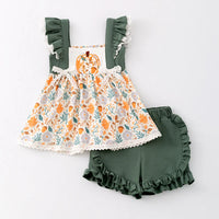 Pumpkin Olive Ruffle Set