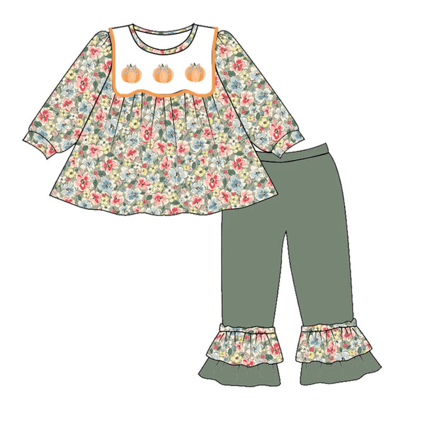 Pumpkin Smocked Set w/Flares